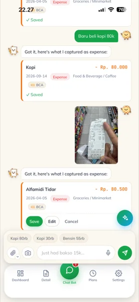 Receipt photo captured in the chat